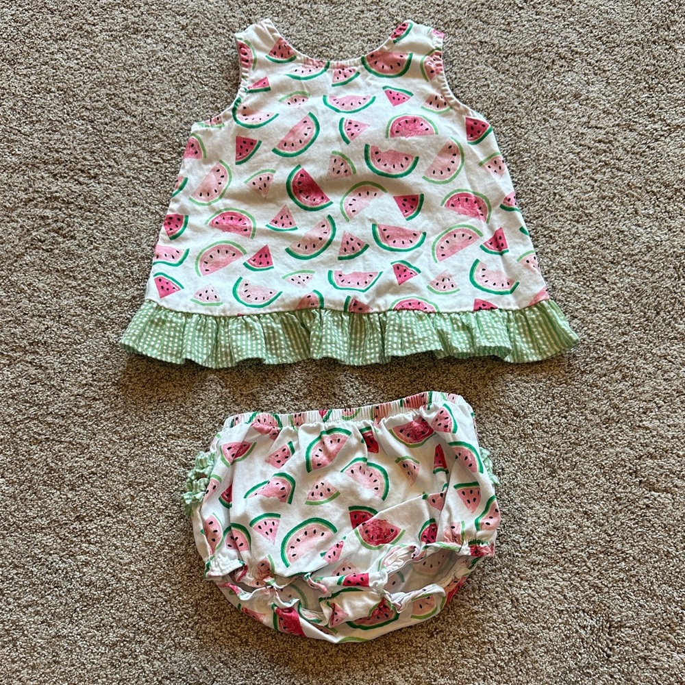 Good Lad Baby girl Pink & Green Watermelon Tank Top and Bloomers 18 months